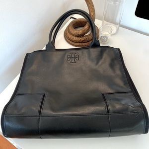 Tory Burch Ella Leather Canvas Tote Bag